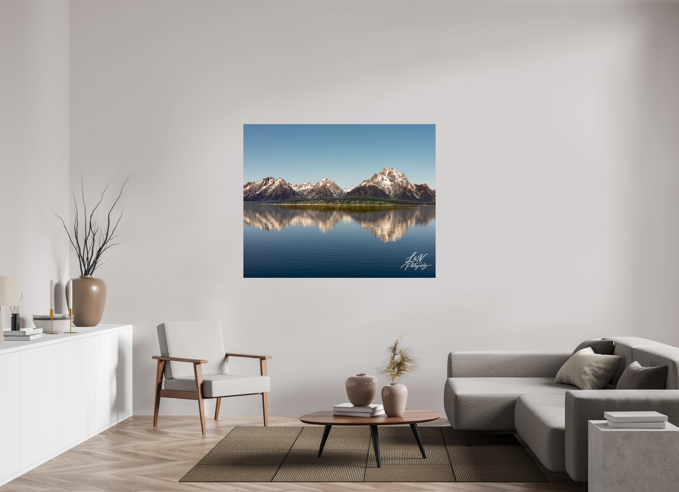 58.7 x 47″, Photo Print On Fuji Crystal DP II Mirror of the Tetons