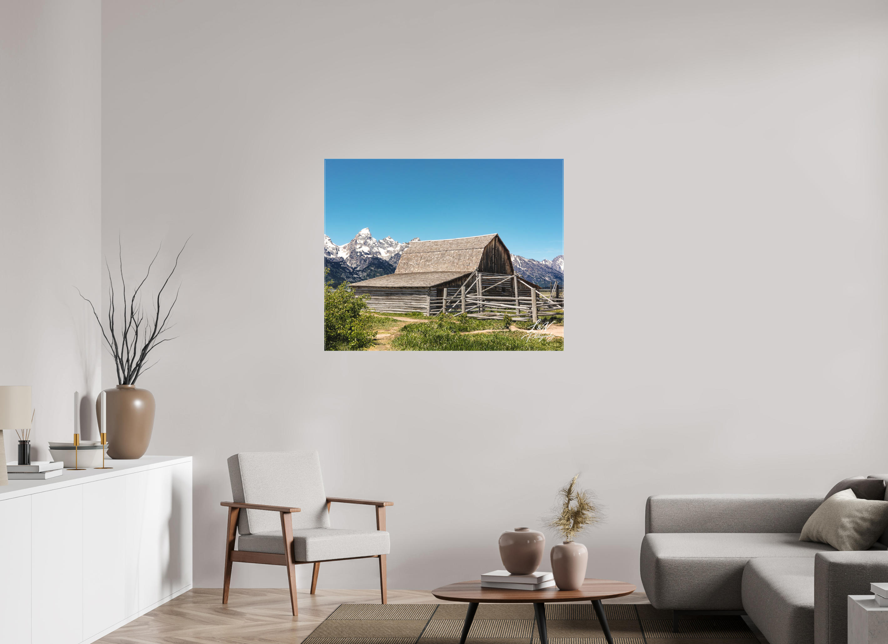 43.7 x 35″, Matte Canvas on Stretcher Frame The Moulton Barn