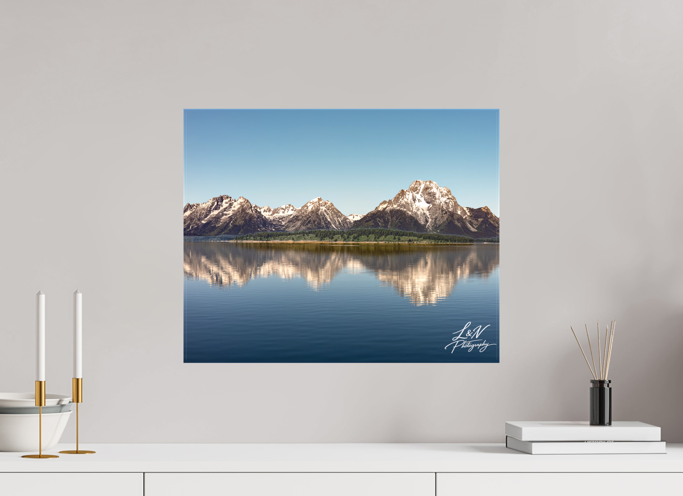 20 x 16″, Matte Canvas on Stretcher Frame Mirror of the Tetons