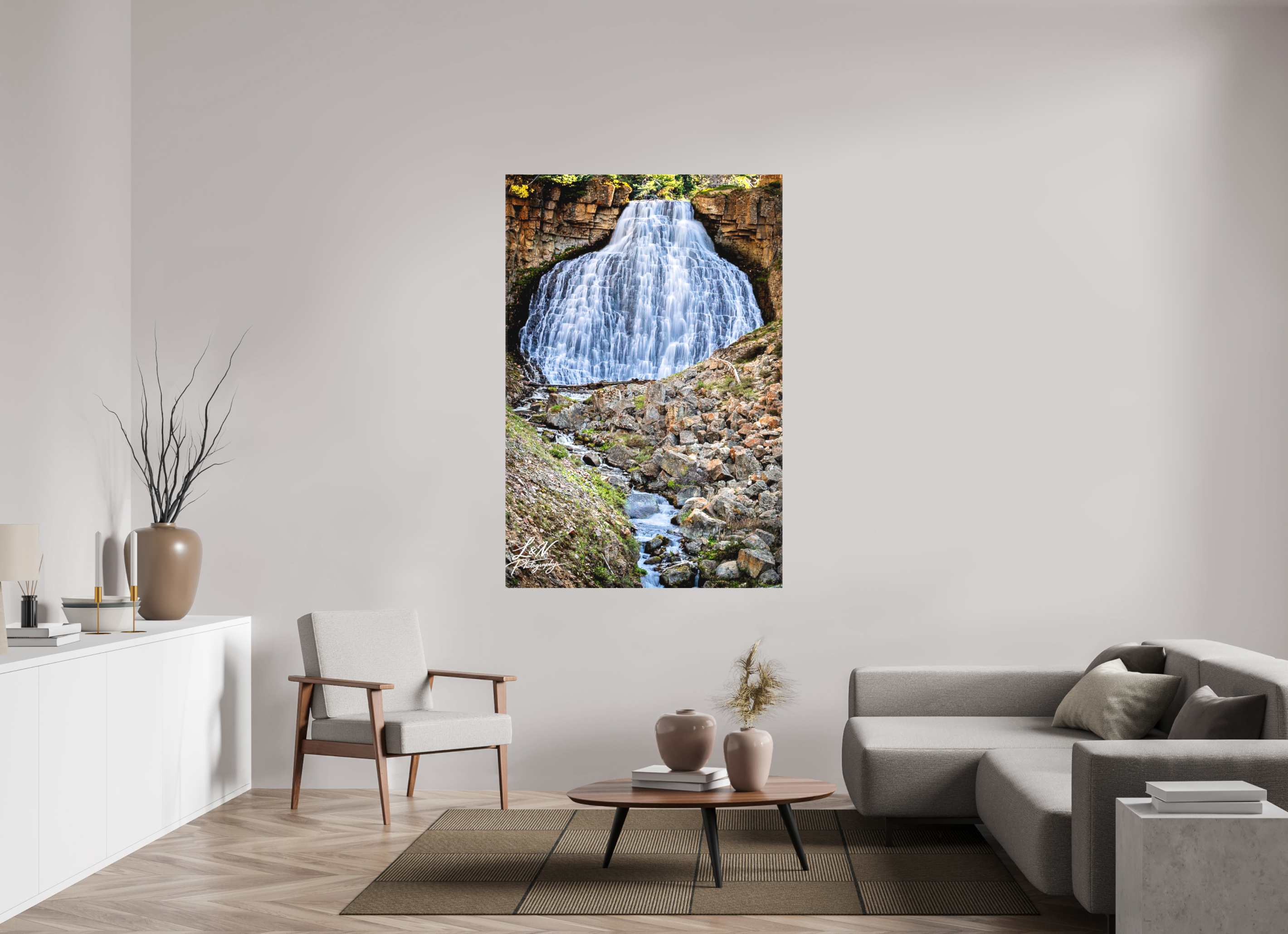 44 x 66″, Matte Canvas on Stretcher Frame Rustic Falls – Yellowstone National Park