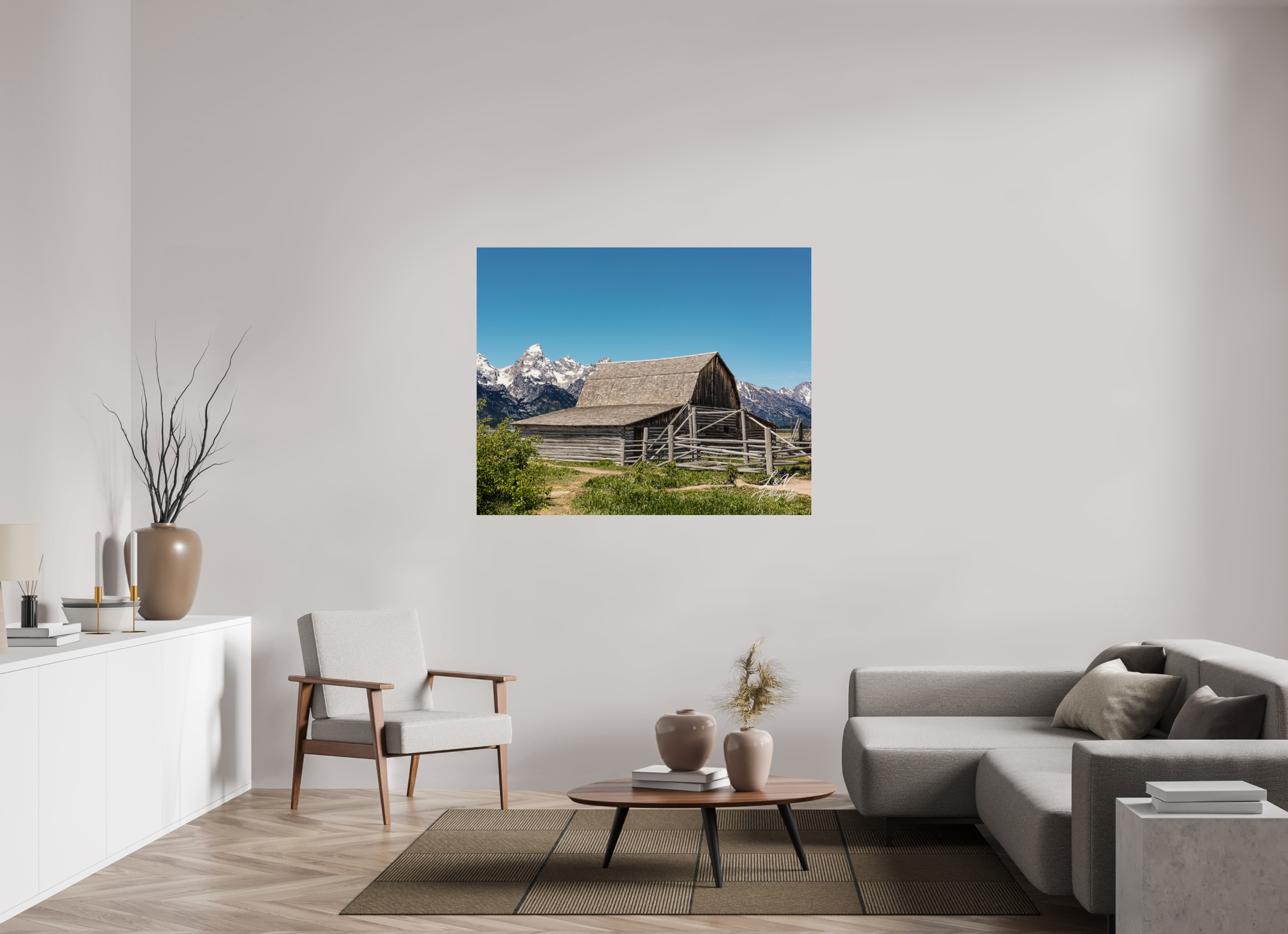 53.7 x 43″, Photo Print on Aluminum Backing The Moulton Barn