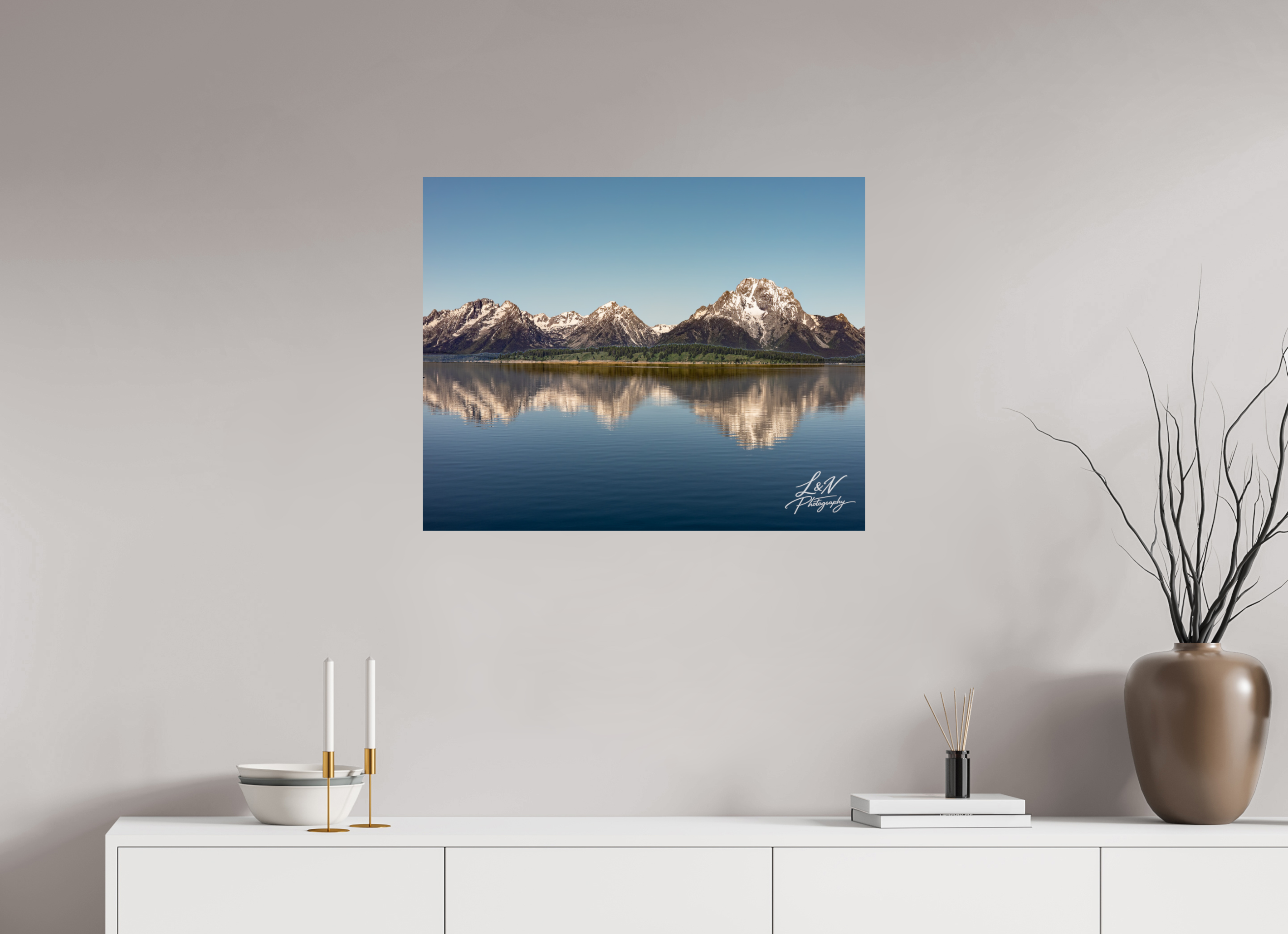 30 x 24″, Photo Print On Fuji Crystal DP II Mirror of the Tetons