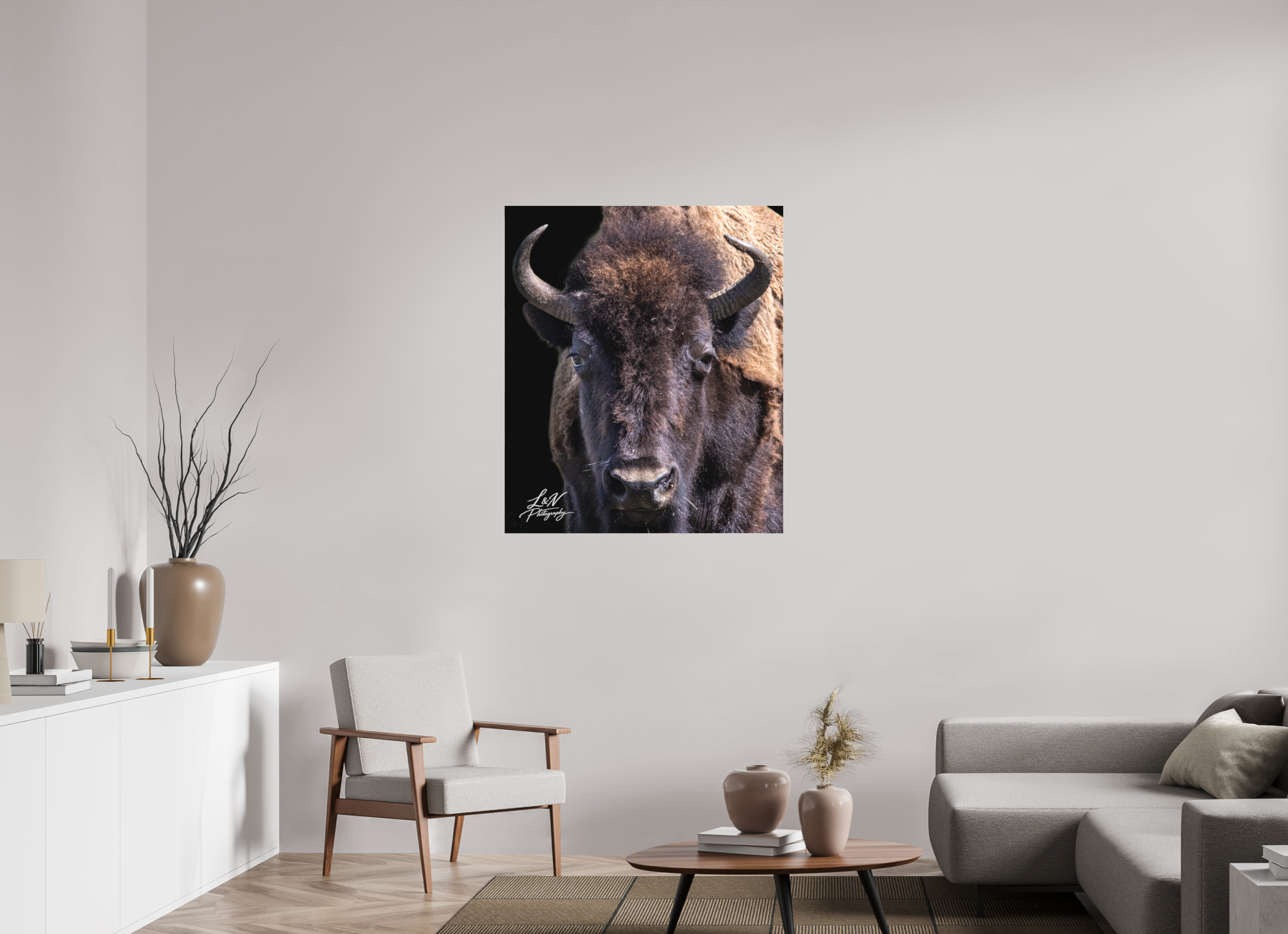 35 x 41.2″, Matte Canvas on Stretcher Frame Yellowstone Bison
