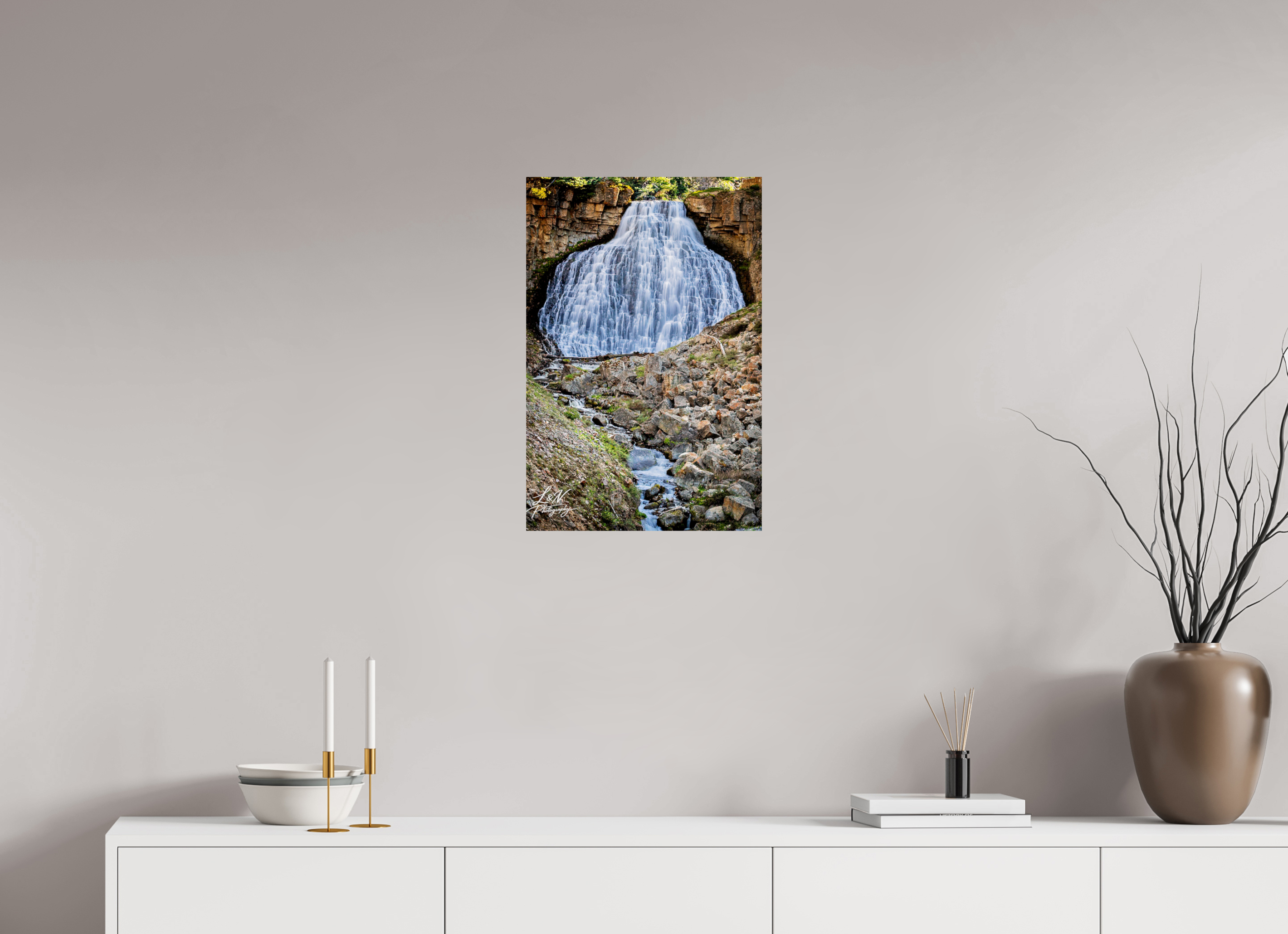 16 x 24″, Photo Print On Fuji Crystal DP II Rustic Falls – Yellowstone National Park