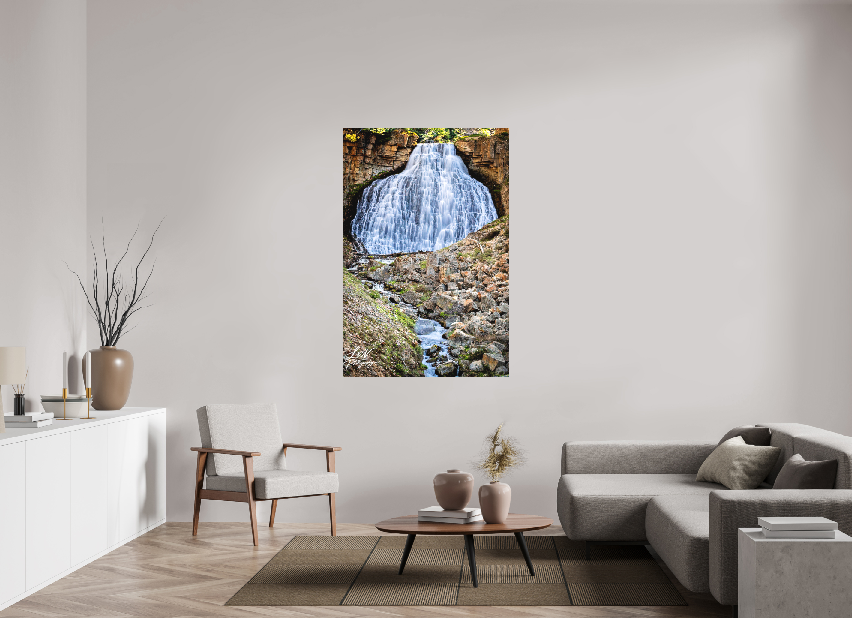 40 x 60″, Matte Canvas on Stretcher Frame Rustic Falls – Yellowstone National Park