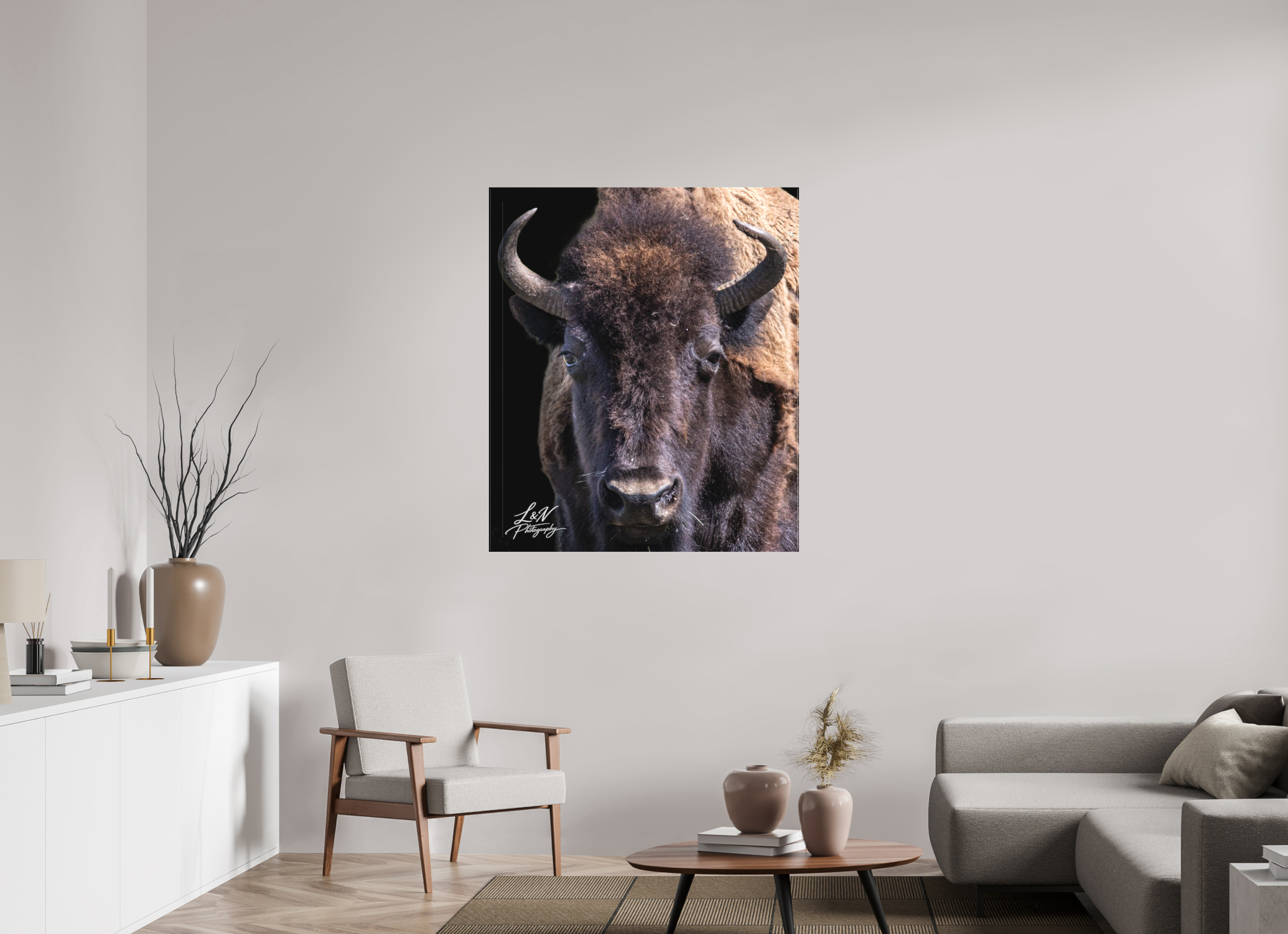39 x 45.9″, Matte Canvas on Stretcher Frame Yellowstone Bison