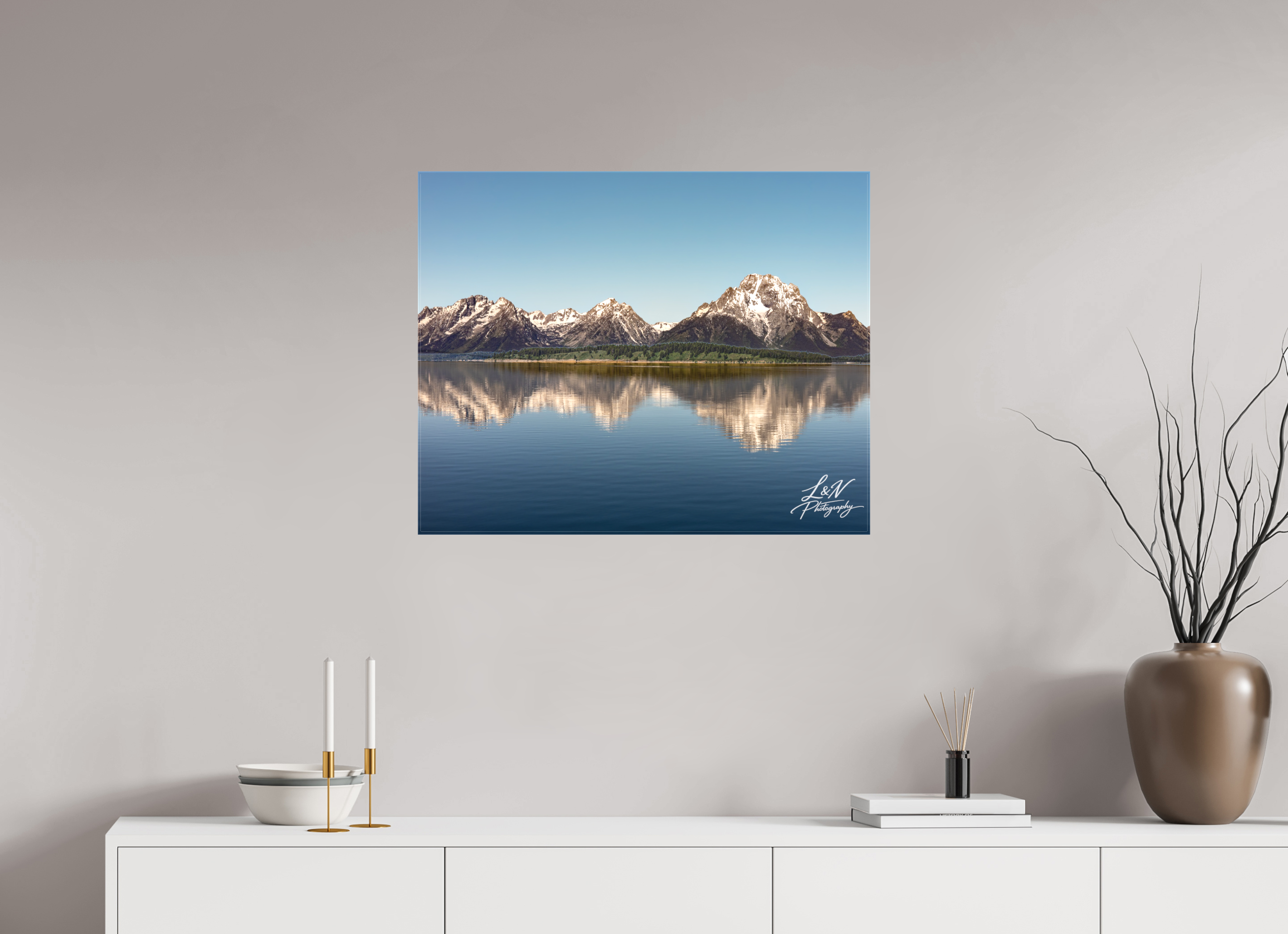 30 x 24″, Matte Canvas on Stretcher Frame Mirror of the Tetons