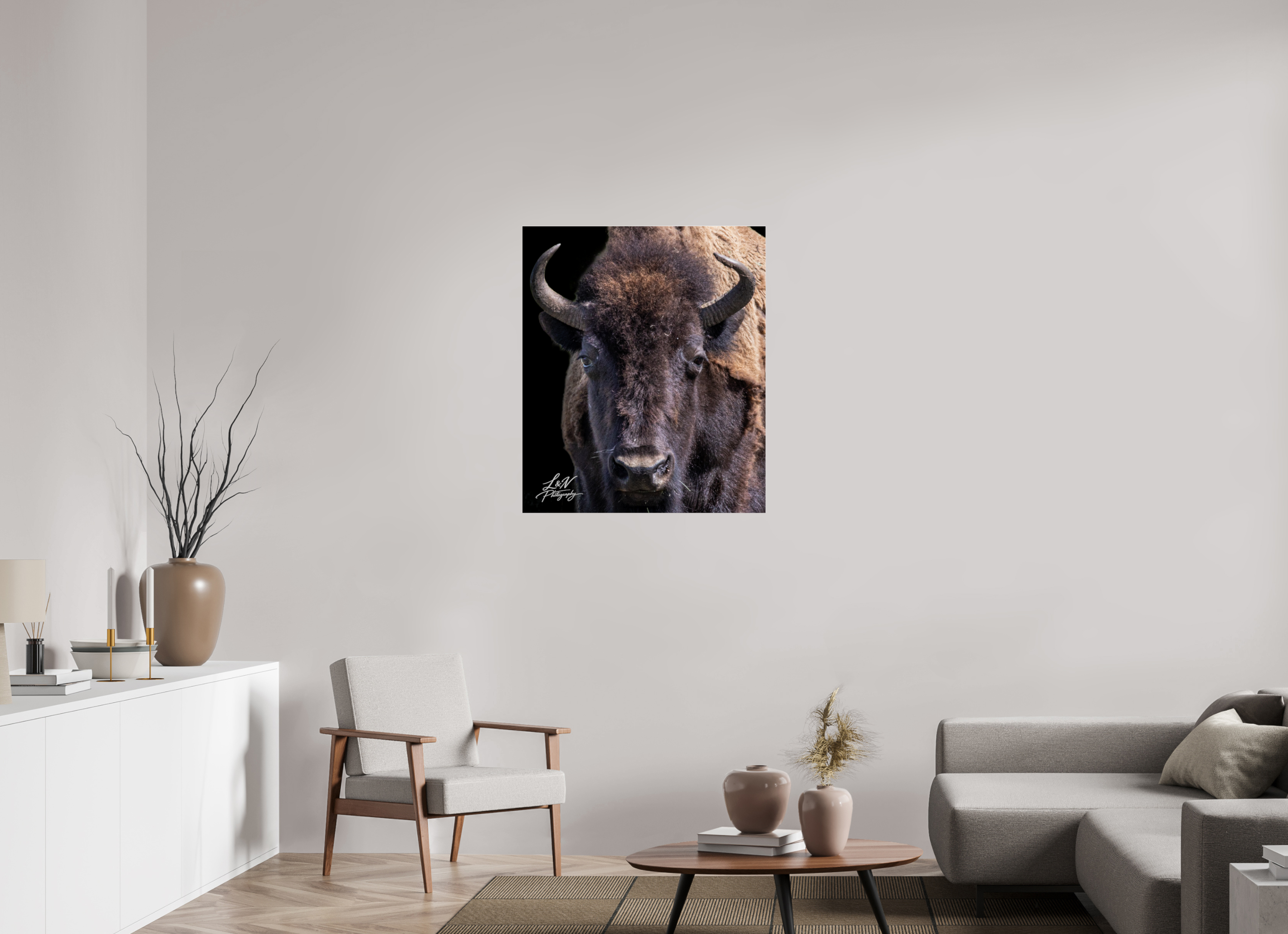31 x 36.5″, Photo Print Under Acrylic Glass Yellowstone Bison