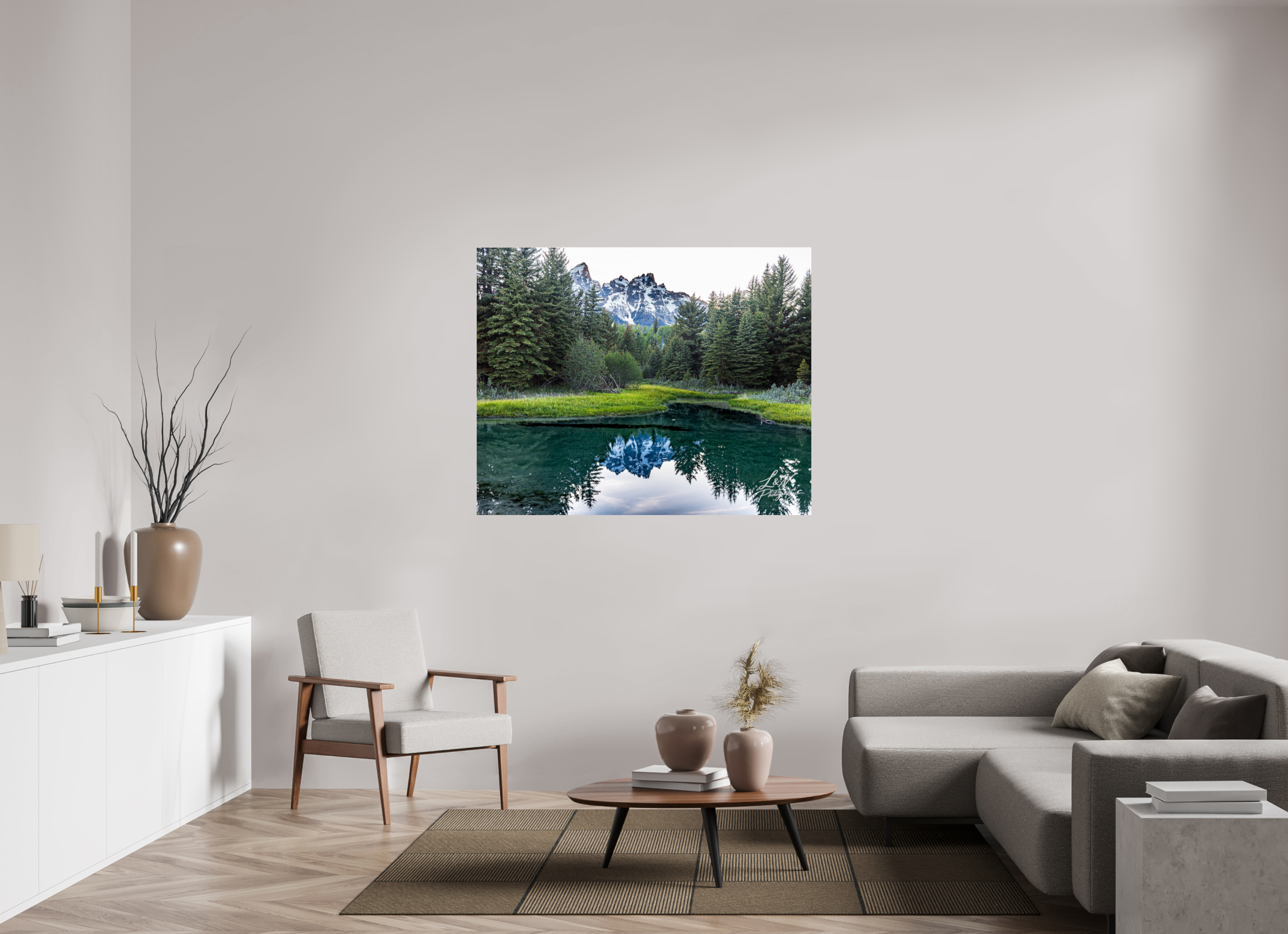 53.7 x 43″, Photo Print Under Acrylic Glass Emerald Reflection
