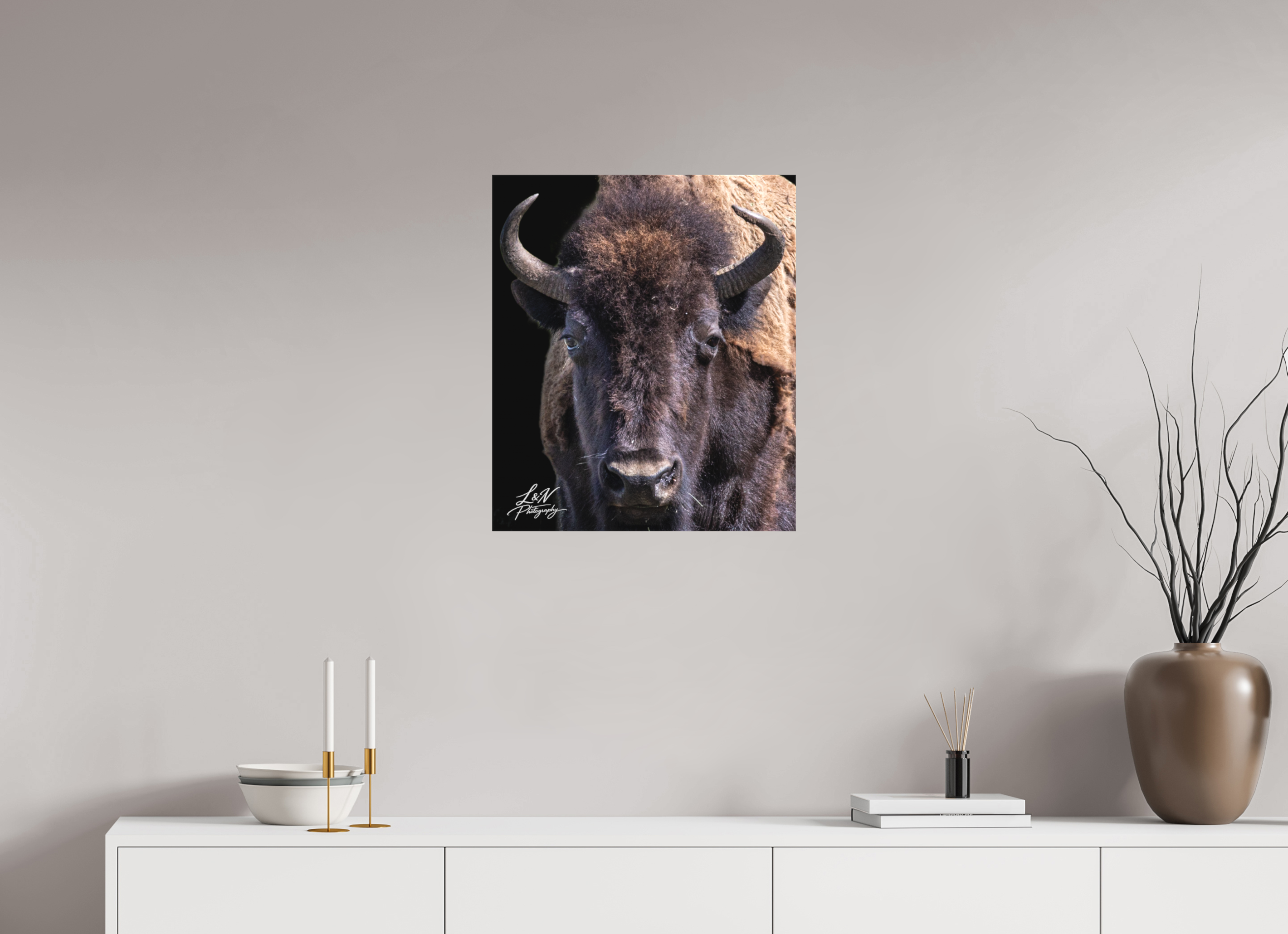 20 x 23.5″, Matte Canvas on Stretcher Frame Yellowstone Bison