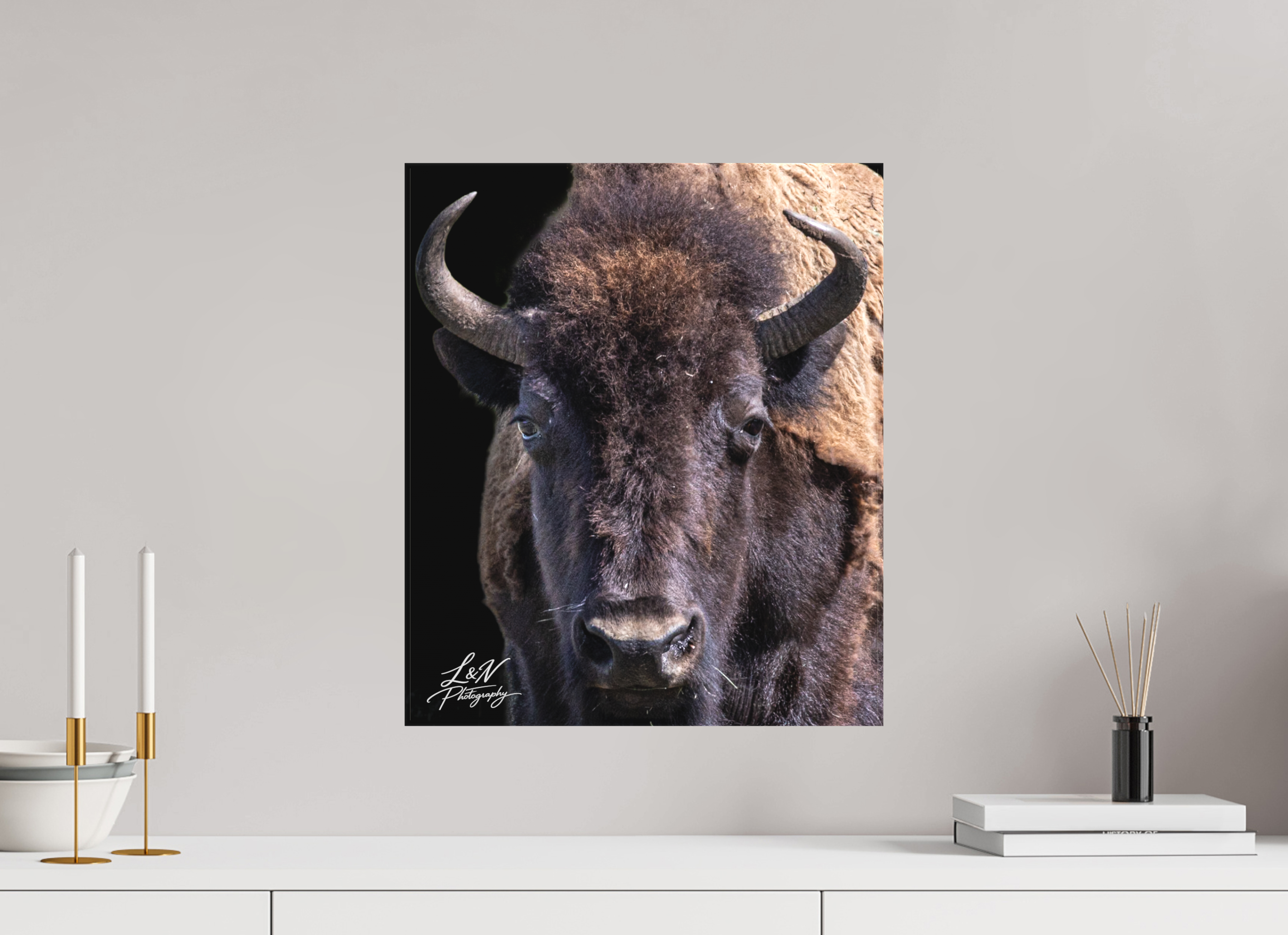 16 x 18.9″, Matte Canvas on Stretcher Frame Yellowstone Bison
