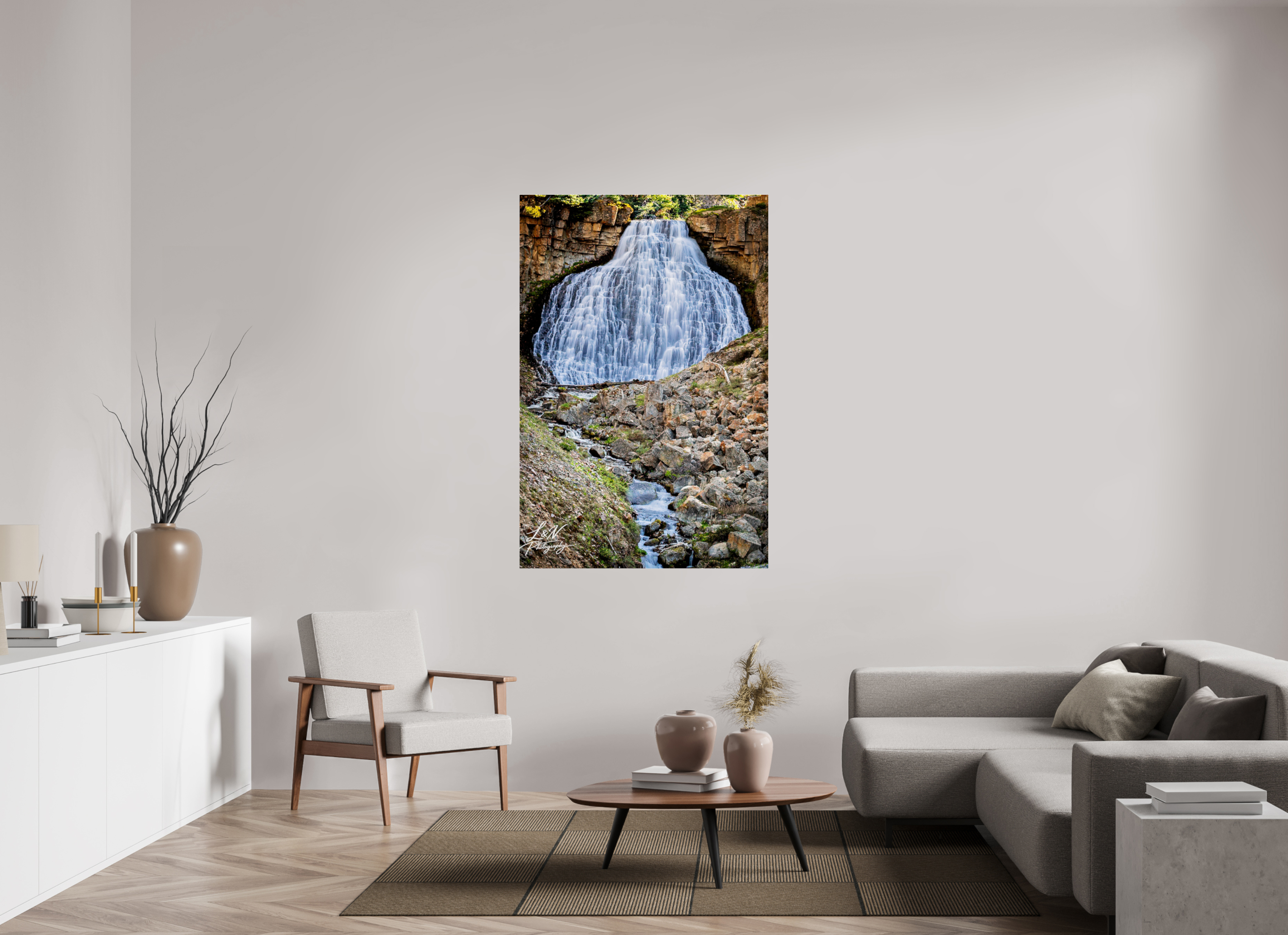 40 x 60″, Photo Print Under Acrylic Glass Rustic Falls – Yellowstone National Park
