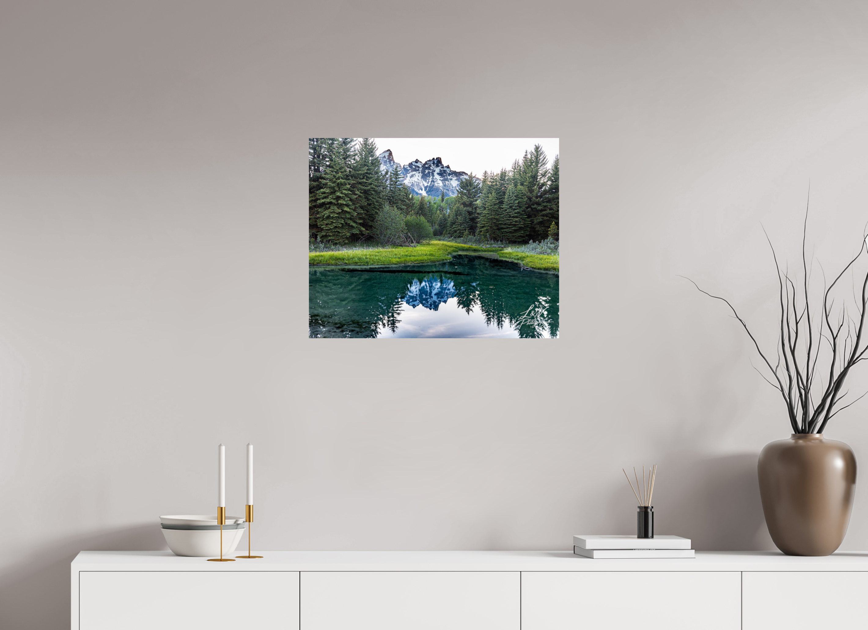 25 x 20″, Photo Print on Aluminum Backing Emerald Reflection
