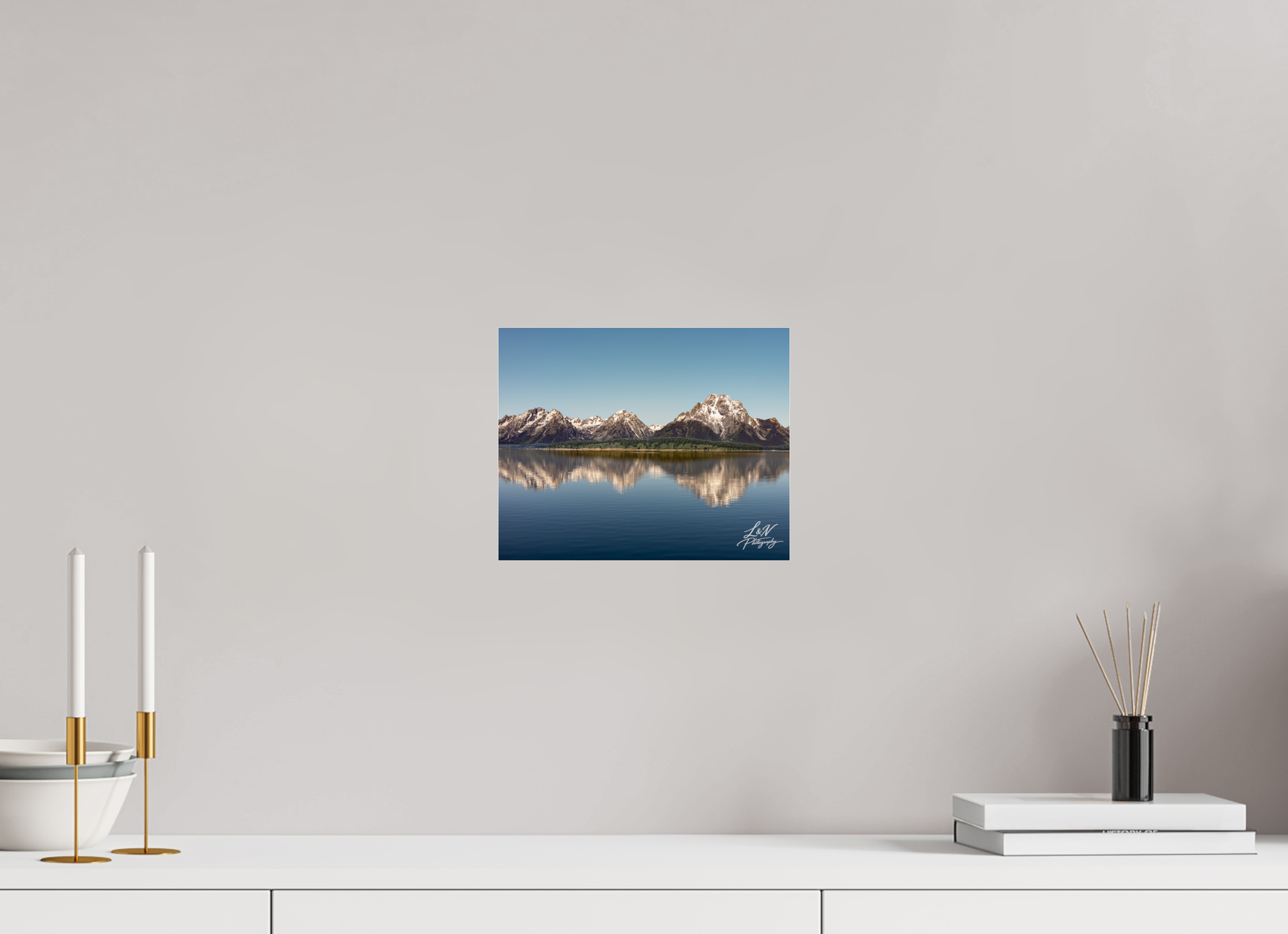 10 x 8″, Photo Print Under Acrylic Glass Mirror of the Tetons