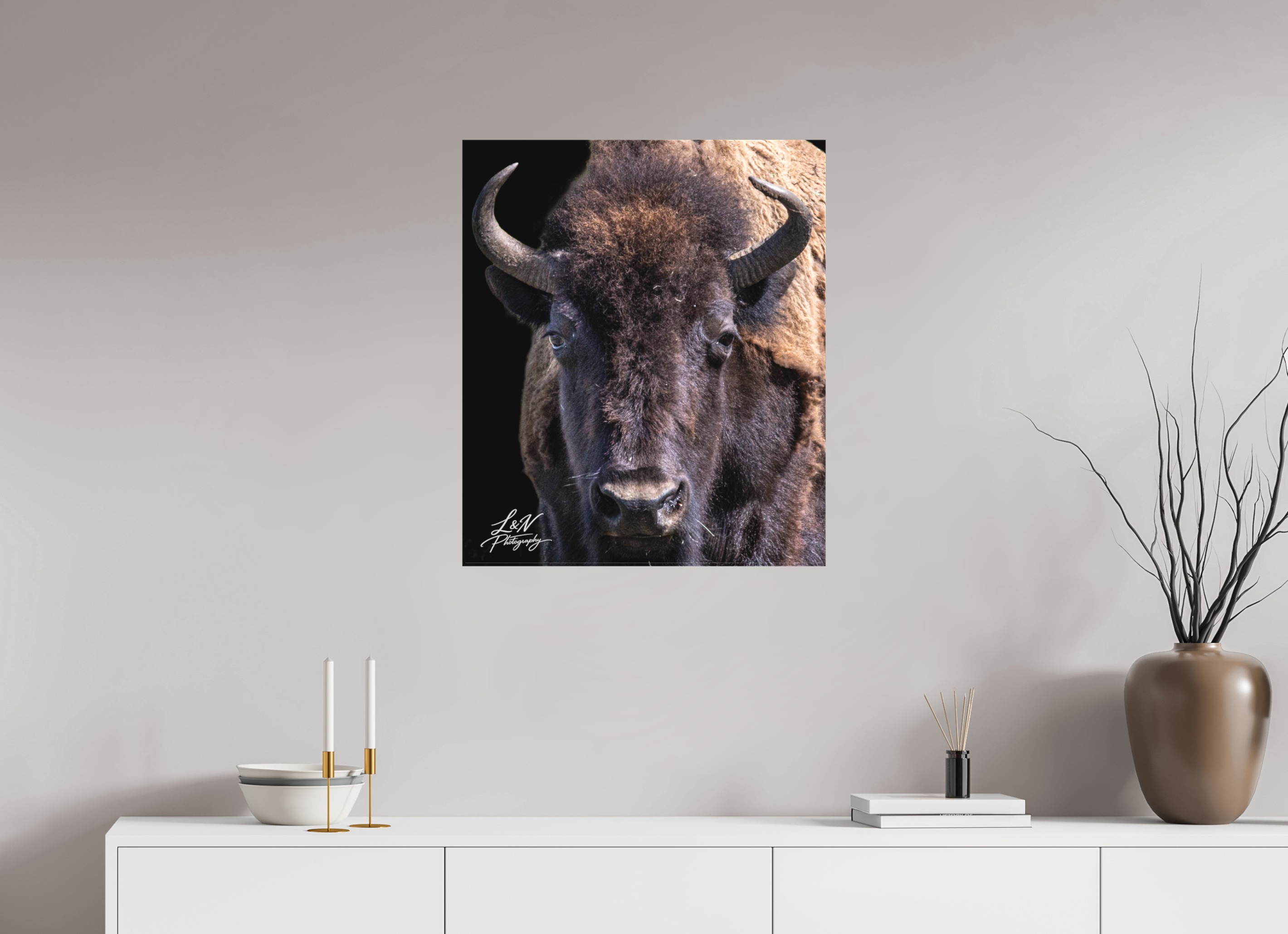24 x 28.3″, Matte Canvas on Stretcher Frame Yellowstone Bison