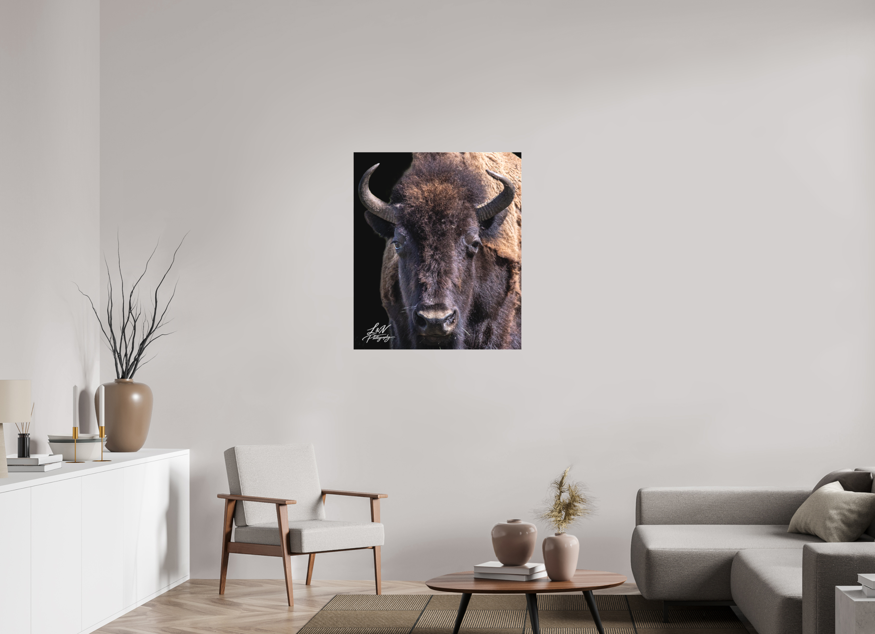 31 x 36.5″, Matte Canvas on Stretcher Frame Yellowstone Bison
