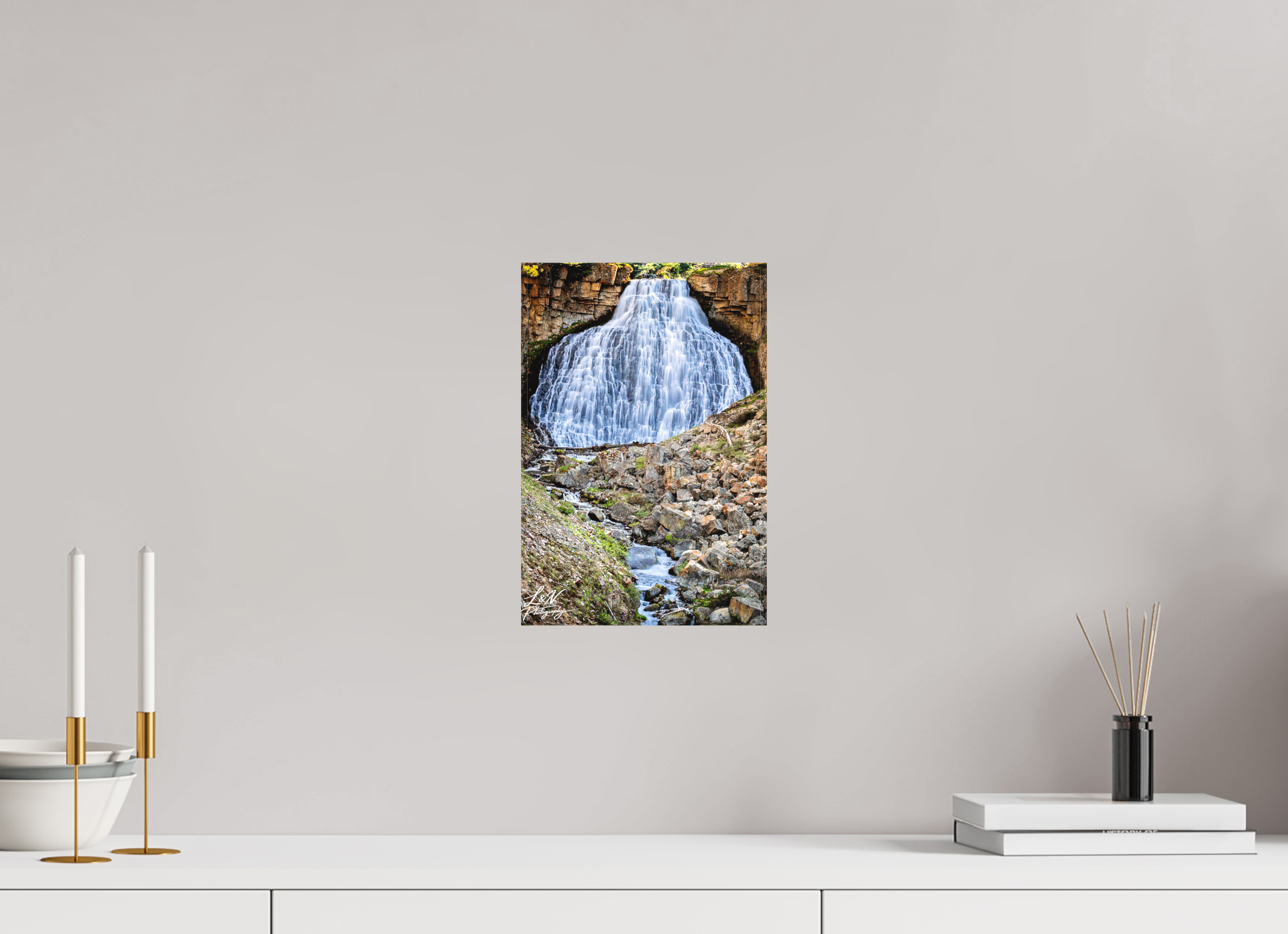 8 x 12″, Matte Canvas on Stretcher Frame Rustic Falls – Yellowstone National Park