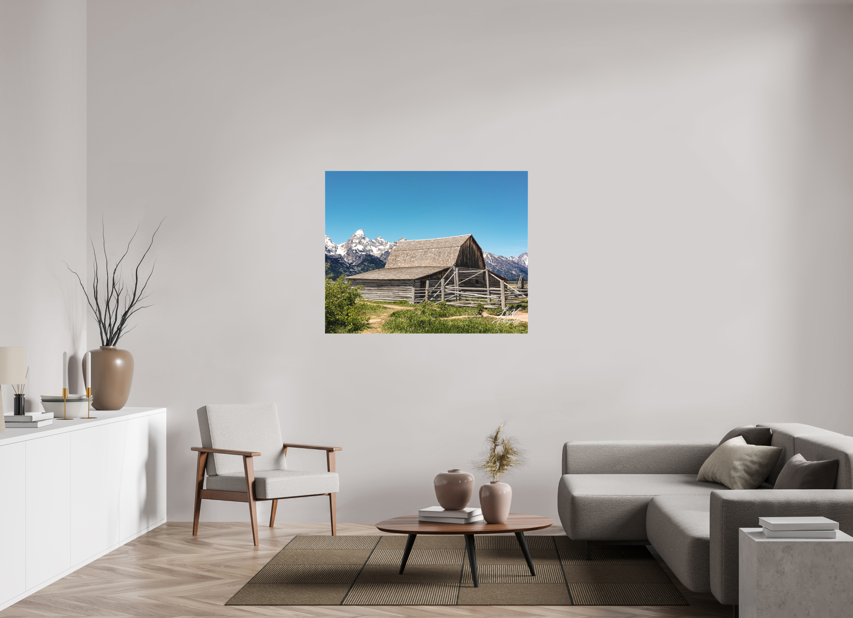 48.7 x 39″, Matte Canvas on Stretcher Frame The Moulton Barn