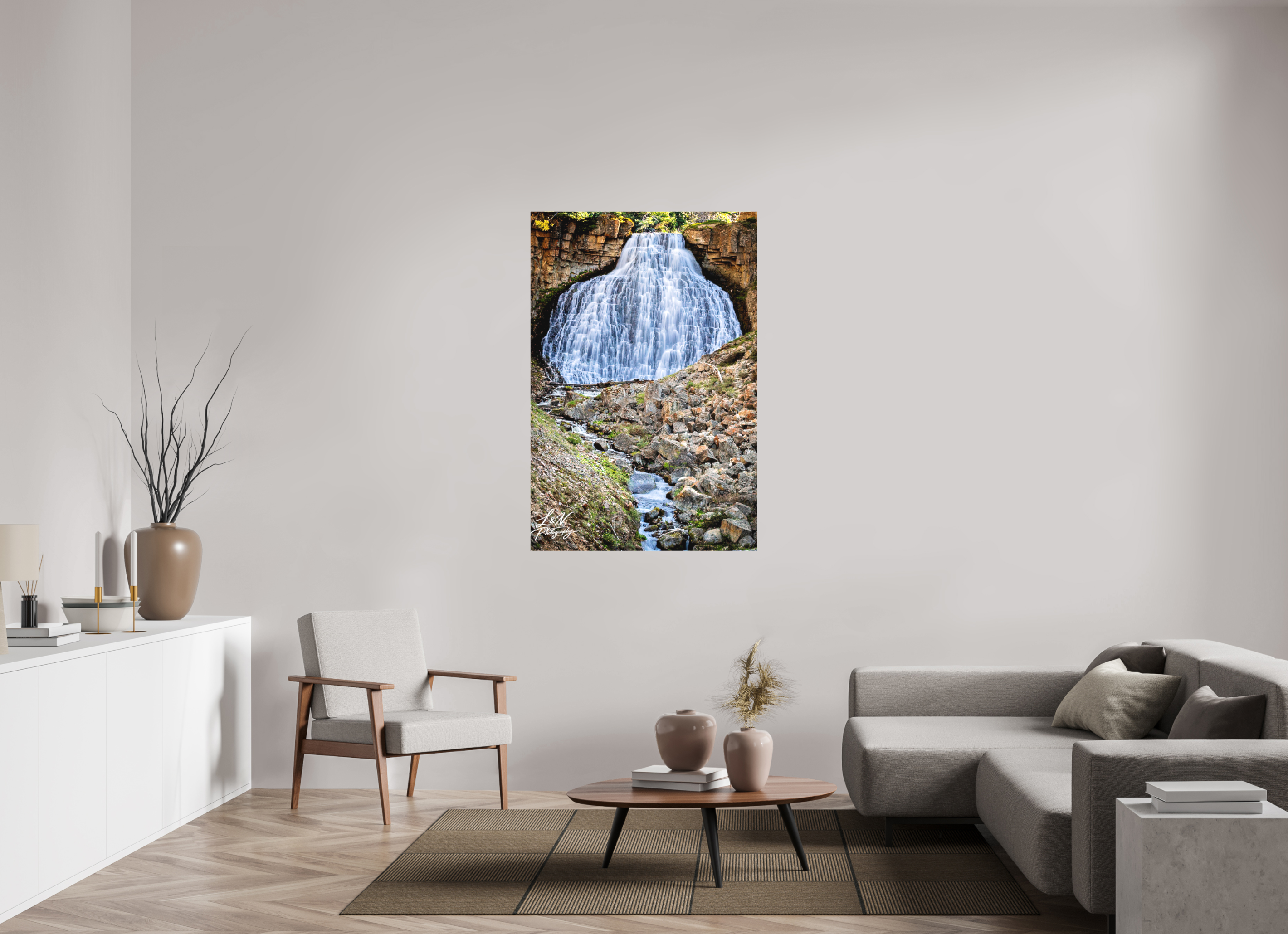36 x 54″, Matte Canvas on Stretcher Frame Rustic Falls – Yellowstone National Park